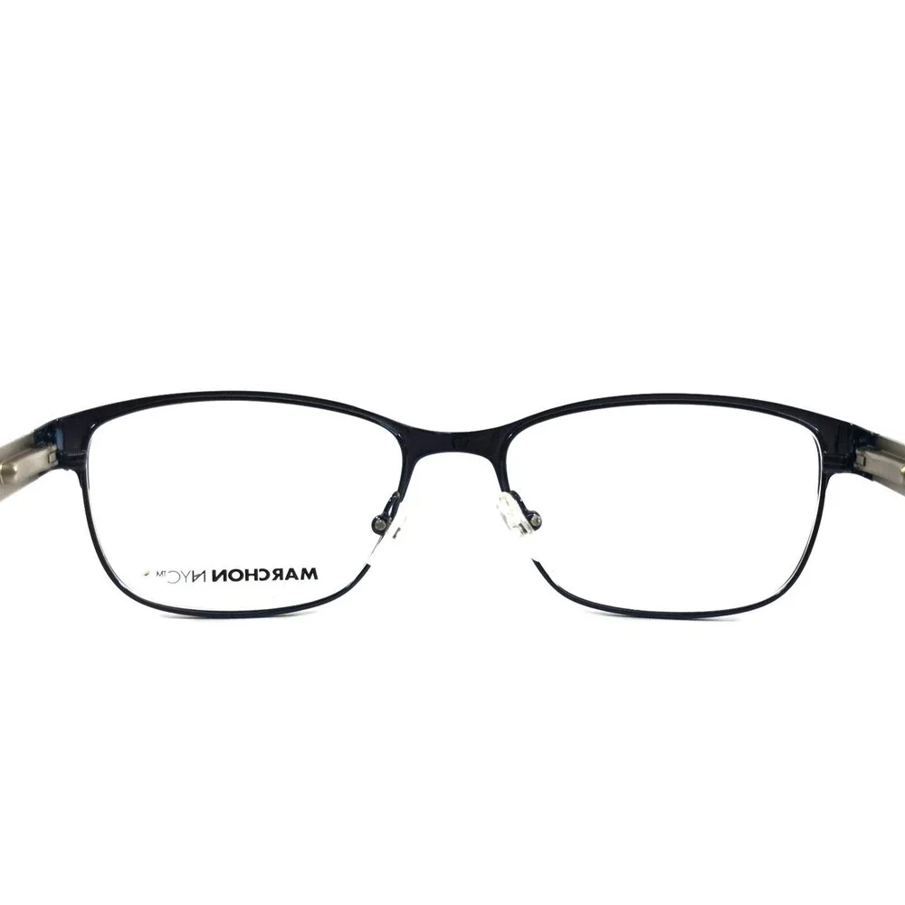 Marchon NYC Petite Eyeglasses Frames ROSEN 412 Blue Silver Rectangle 50-16-135